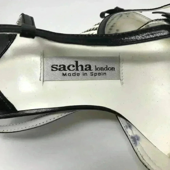 Sacha Made in Spain Black White 8 Wicker Shoes - Picture 6 of 8